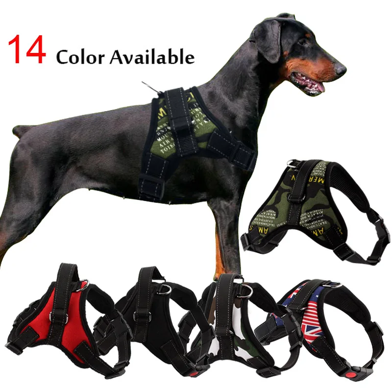 

Medium Large Dog Harness Nylon Reflective Collar Vest Harnesses for Dogs Training Husky Alaskan Bulldog Breast-band Belt Lead