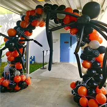 

HAPPY DIY Halloween Balloon Garland Arch Kit with Halloween Black Orange Gray Balloons Spider Balloons for Halloween Party Decor