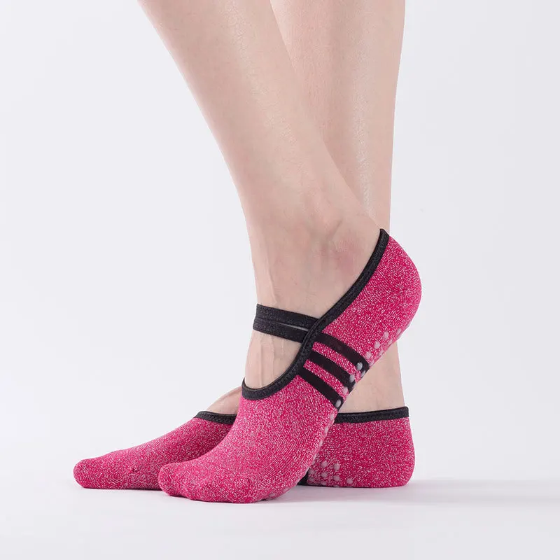 Женские носки для йоги нескользящие носки с захватами дышащие Профессиональные удобные носки из хлопка носки для пилатеса для женщин - Цвет: rose red