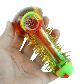 

Unique Food Grade Silicone Smoking Herb Tobacco Pipe with Unbreakable Glass Bowl 108mm Cigarette Accessories