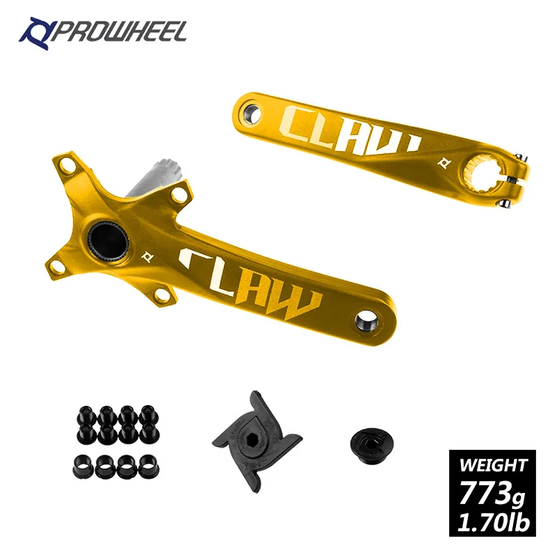 PROWHEEL MTB шатун 104 BCD алюминиевый сплав 170 мм шатун для горного велосипеда с BB Кривошип велосипеда запчасти - Цвет: gold without BB