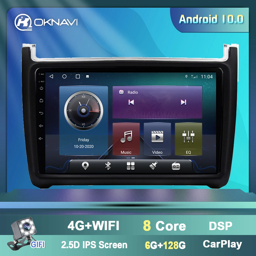 Автомобильный радиоприемник OKNAVI DSP 2 din для Volkswagen VW POLO 2012-2017 GPS-навигация с треком