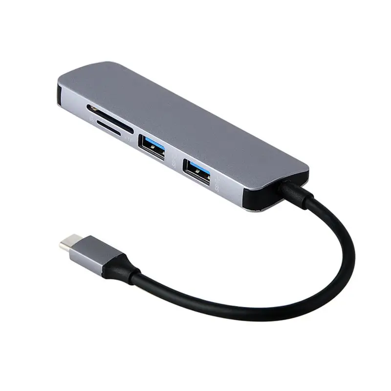 Алюминиевый USB C концентратор тип-c до 3 портов USB 3,0 концентратор TF кард-ридер конвертер кабель для ноутбука Macbook Тип C концентратор адаптер(серый