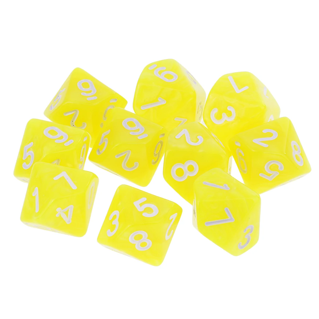 10PCS D10 Polyhedral Dice 10 Sided Dice for Dungeons and Dragons Table Game Board Game Dice Party Gambling Dices 
