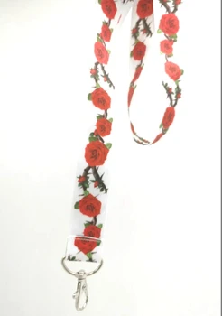 

New Rose flower Neck Strap Lanyards Badge Holder Rope Pendant Key Chain Accessories