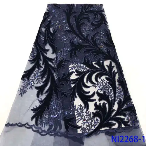 picture 1 NIAI французский блестки кружевная ткань Африканский нигерийский тюль, кружева ткани высокого качества для свадьбы бархатная кружевная ткань NI2268-2 - Цвет: picture 1