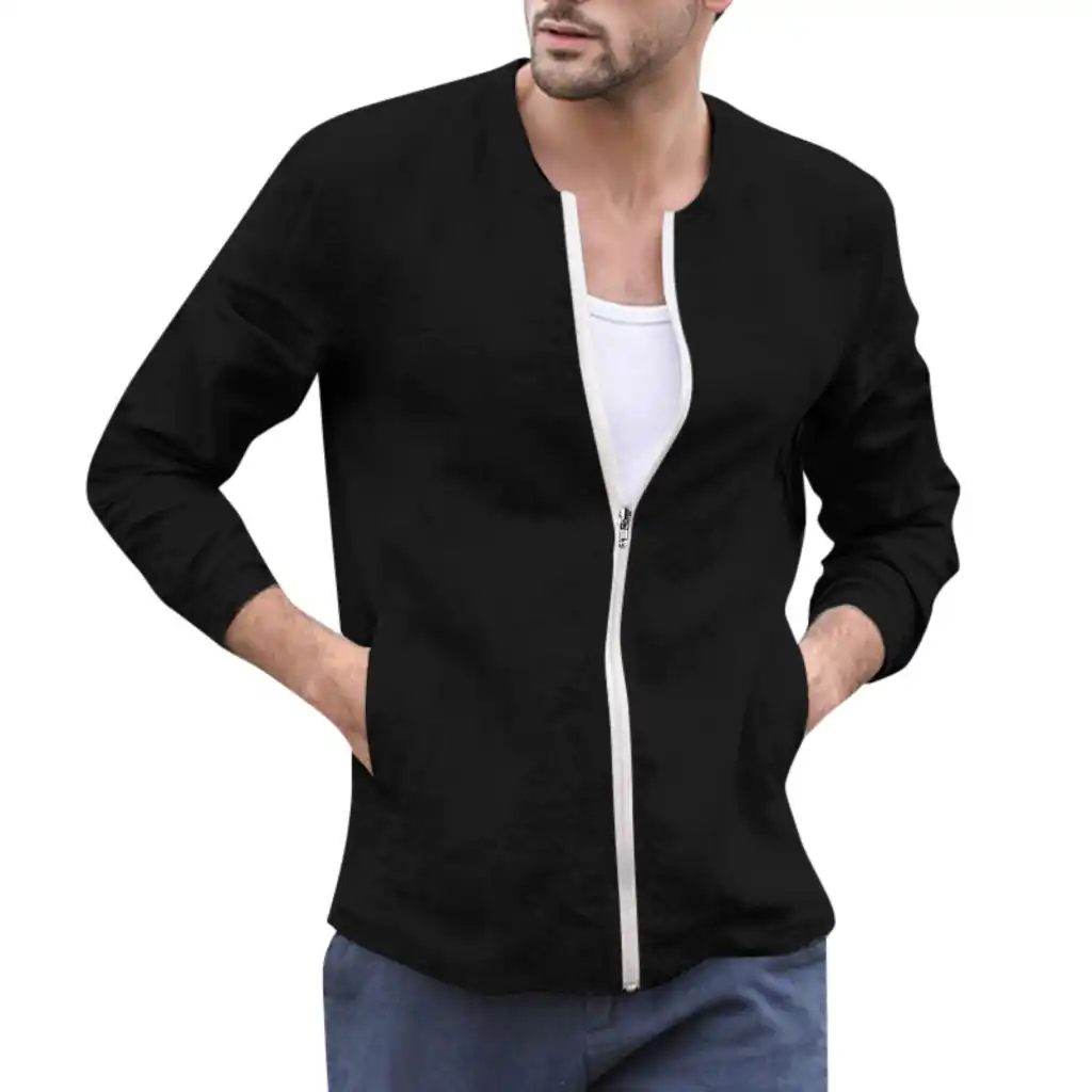 jaqueta masculina de algodão com zíper