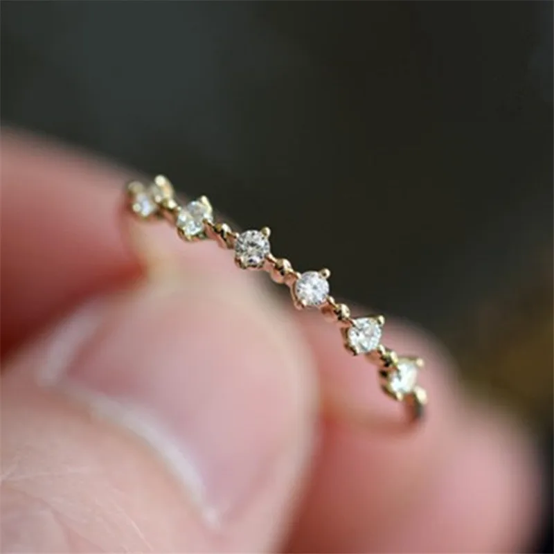 Silver Rings Silver Ring Gold Plated Rings Wedding Rings Gold Plated Silver Ring Silver Plated Ring 925 Sterling Silver Plating 14k Gold Fashion Simple Pav&eacute; Diamond Ring Women Exquisite Sweet Wedding Jewelry Accessories