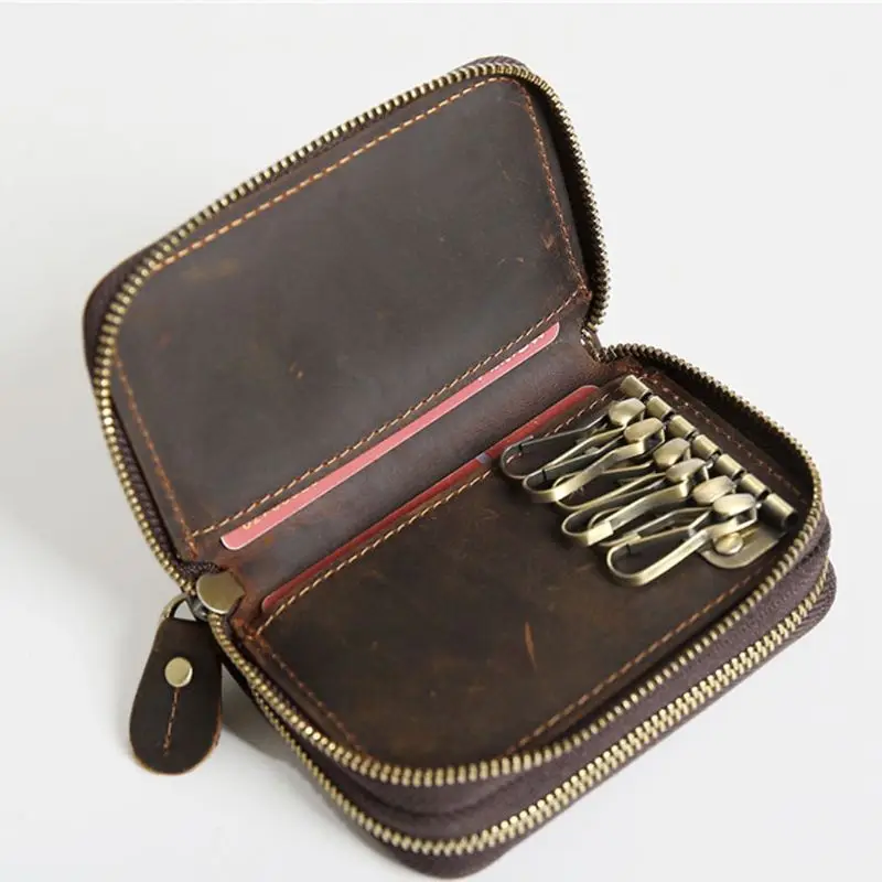 Portable PU Leather Vintage Card Holder Car Key Purse Coin Bag Case Phone Pouch Wallet