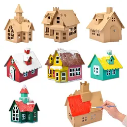 Decoraciones navideñas de Casa de galletas para niños, paquete de Material hecho a mano artesanal, luminoso, cabaña casera, regalo de Navidad