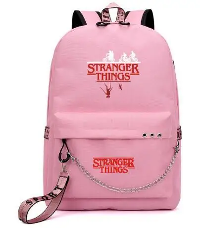 8 Stranger Things USB Backpack women pink Shoulder Bag Student's School Book Bags Fans Travel Bags Laptop bag Bagpack - Цвет: 8