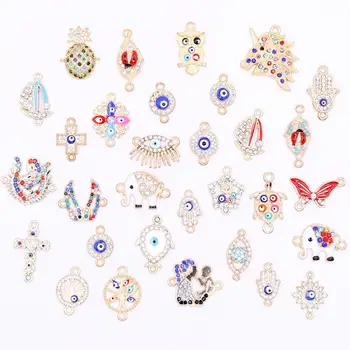 

All Gold Connectors Charms with Rhinestone Accessories for Bracelets Making DIY Enamel Jewelry Components for Jewelry Making