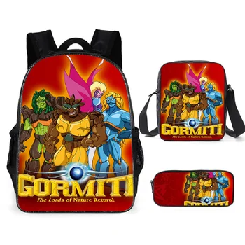 

Gormiti School Bags Set 3Pcs Schoolbag for Kids Boys Girls Children Backpack Student Bookbags Child Pencil Book Bag