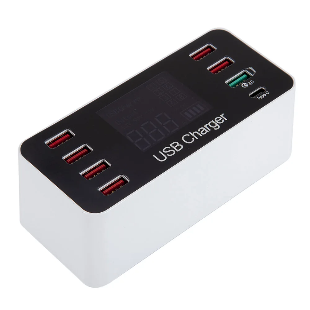 A9 Plus многофункциональное умное USB зарядное устройство с 1 тип-c и QC3.0 интерфейсом ЖК-дисплей 8 портов AC100-240V безопасная умная розетка