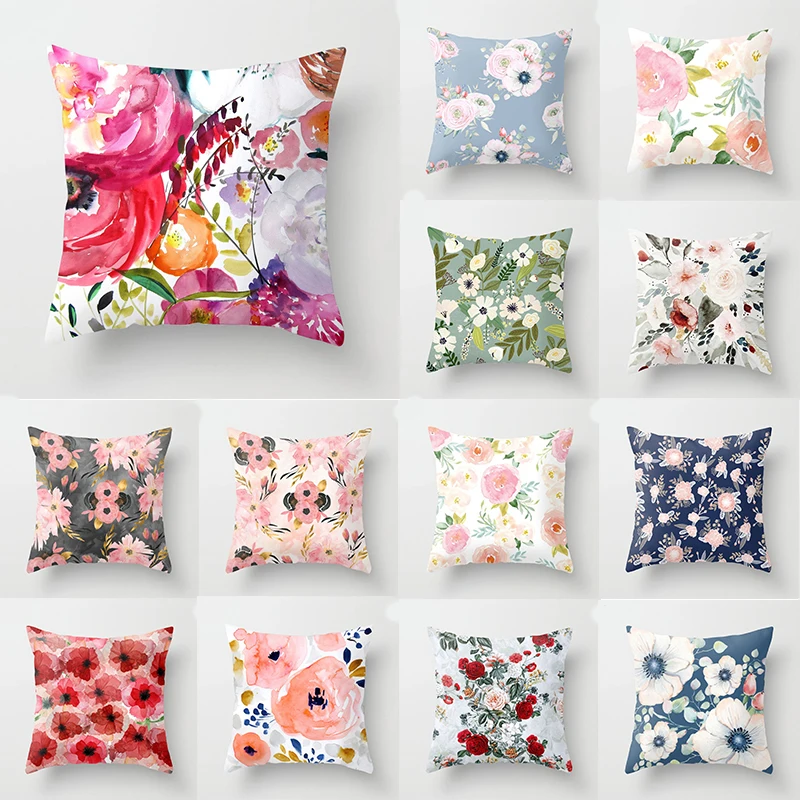 

Flower Pattern Decorative Silk Satin Cushion Cover Casual Pillow 45*45 Safety Home Decor Fashion Pillow Cover Smooth Pillowcase
