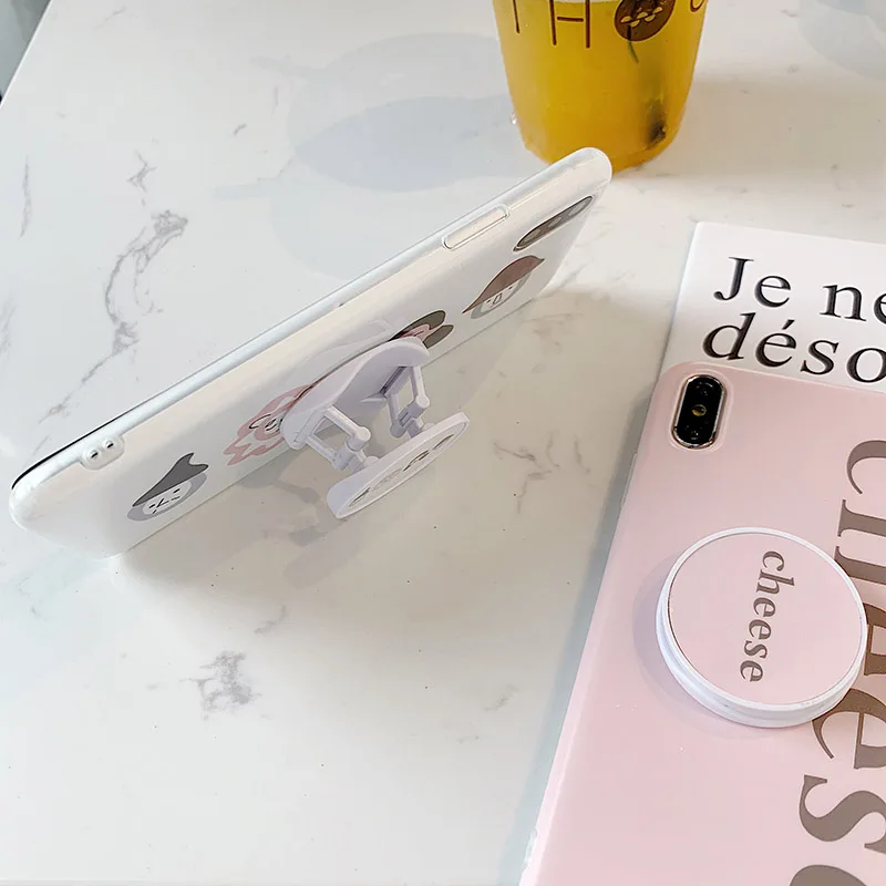 Милый розовый чехол с подставкой для iphone 7, Модный мягкий чехол для iphone 6 6s 7 8plus XS XR XS MAX X