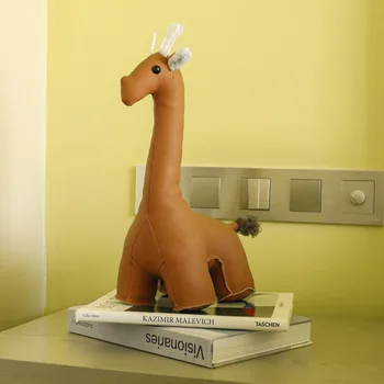 

Hot Leather Giraffe Bookend Animal Gift Home Decoration Cute Animal Toy Door Stopper for Bedroom Bathroom and Other Doors