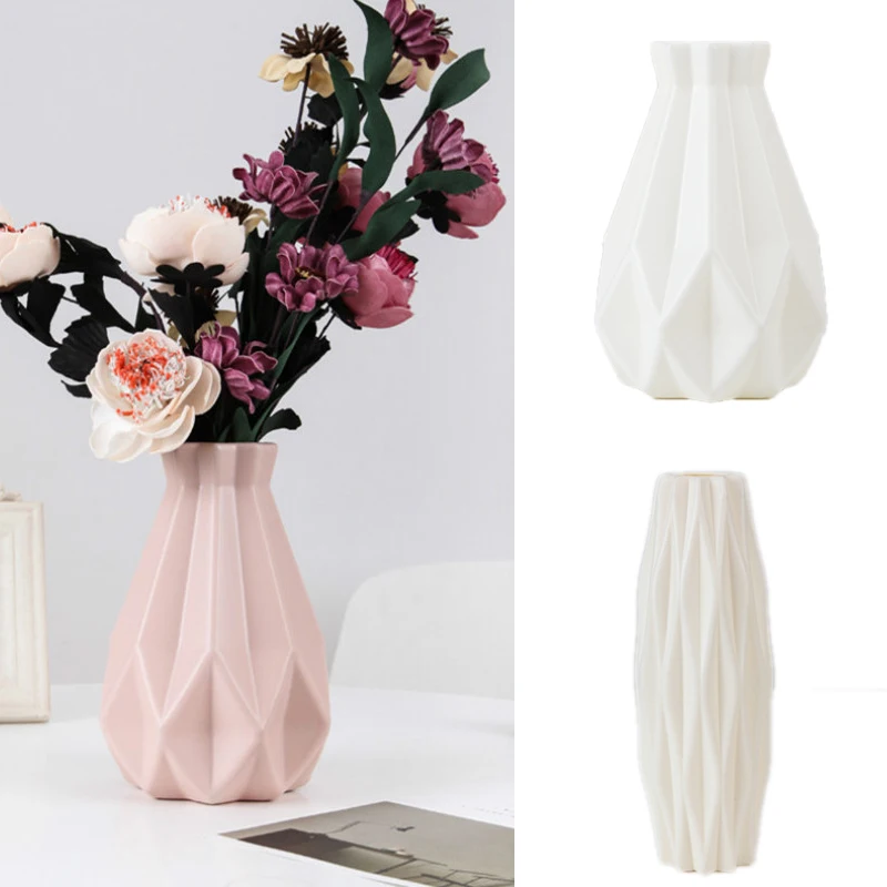 Flower Vase Decoration Home Plastic Vase White Imitation Ceramic Flower Pot Flower Basket