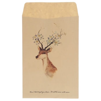 

12Pcs Vintage Deer Mini Paper Envelope European Style Card Scrapbooking Gift New Q6PA