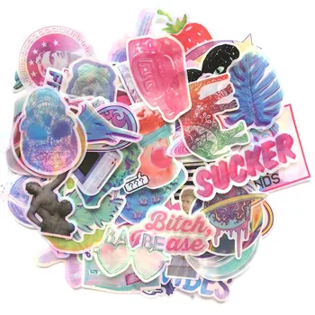 

NEW 70Pcs/pack Cartoon Starry Sky Laser Toy Stickers for Suitcase Skateboard Laptop Motorcycle Toys Flash Waterproof Decals