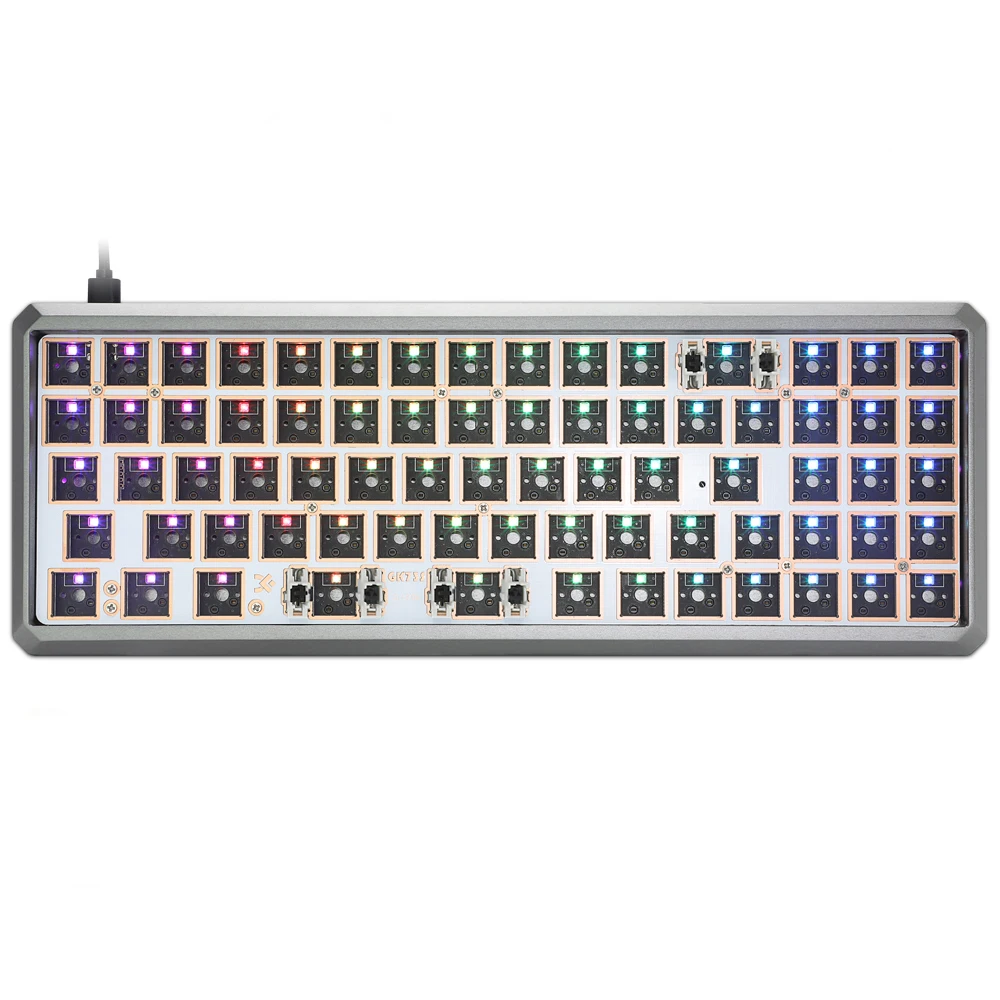 gk73s 68% bluetooth 5.1 mechanical keyboard rgb switch led hot swapping socket type c with driver software program macro light