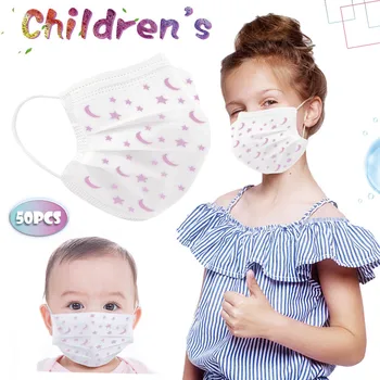 

10/20/30/50PC Children's Face Mask Disposable Face Mask Dust Proof 3Ply Ear Loop Lovely Print Kids Mouth Cover Mascarillas