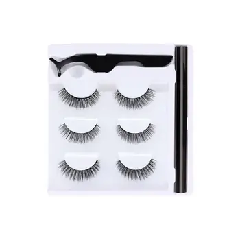 

Shozy 3 pairs 3D mink false eyelashes For natural extension easy lashes no reusable to wear set glue eyelash P7M2