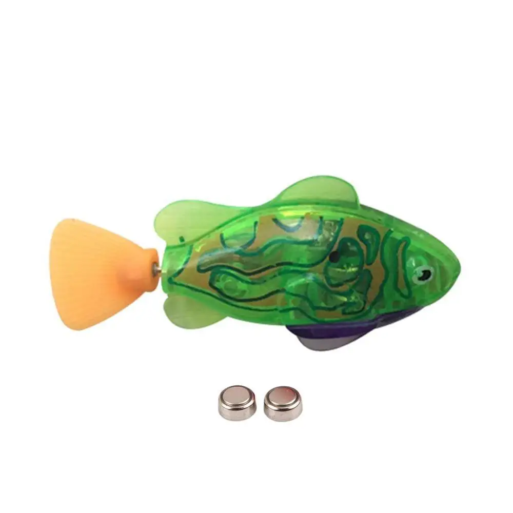 Transparent green Плавающая электронная игрушка на батарейках, Интерактивная игрушка для рыб, Роботизированная Игрушка для домашних животных, для детей, для купания, для рыбалки, для украшения аквариума, как настоящая рыба - Цвет: Transparent green