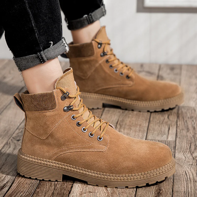 Men's high-top Martin boots classic men's shoes outdoor tooling shoes weaving laces inside breathable wear-resistant outsole