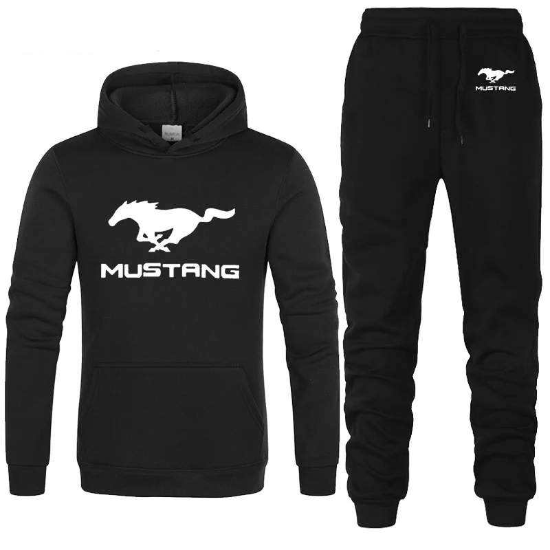 806 Hoodies Men Mustang Car Logo Printed unisex Sweatshirt Fashion Men Hoodie hip hop harajuku Casual Fleece Hoodies Pants Suit 2Pcs - Цвет: 806