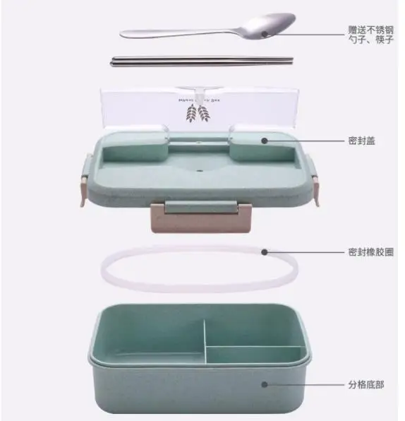 Модный из пшеничной соломы контейнер Bento для обеда микроволновая печь Bento Ланч-бокс контейнер для еды Ланч-бокс контейнер для хранения еды для студентов
