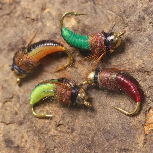 4-20Pcs Brass Bead Head Fast Sinking Nymph Scud Fly Bug Worm Trout Fishing  Flies Artificial