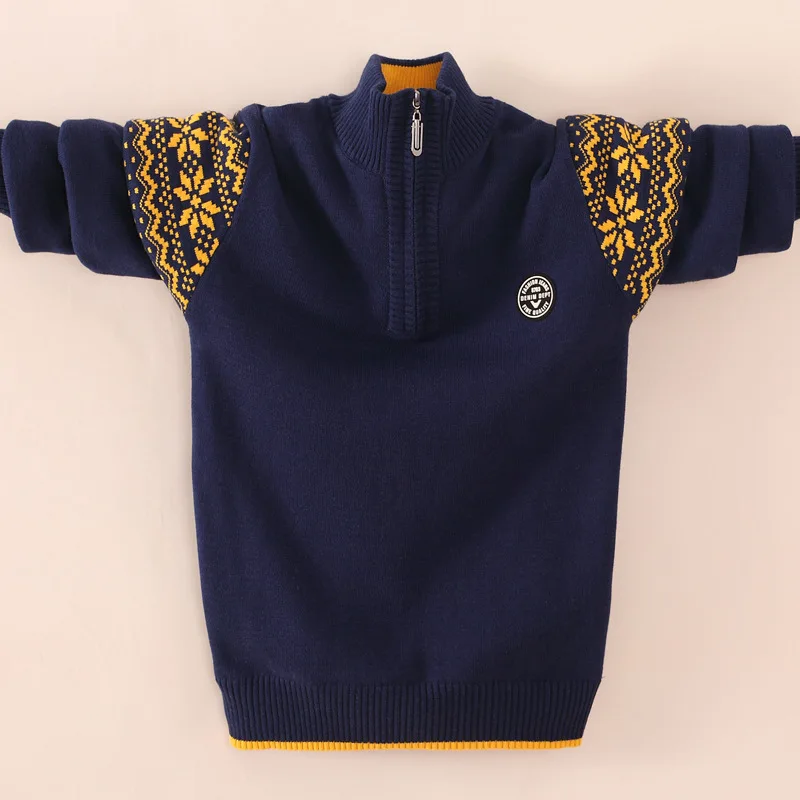 Dark blue Одежда для мальчиков; зимняя одежда из хлопка; свитер для мальчиков; пуловер; свитер; детская одежда; Детский свитер; зимний теплый свитер - Цвет: Dark blue