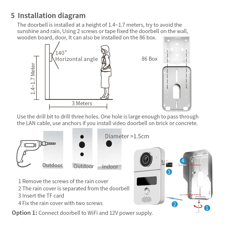 1080P Wireless Wifi Smart IP Villa Video Door Phone Intercom Doorbell Entry System