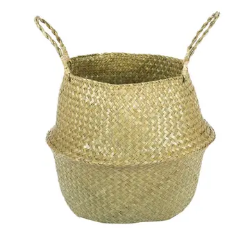 

Nordic Folding Flowerpot Seaweed Hand-Woven Rattan Flower Basket Flower Arrangement Storage Decorative Flower Pot
