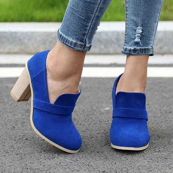 

Women Boots Nice Autumn Winter New High-heeled Boots WoMen Large Size WoMen Shoes Thick Heel Round Toe Ladies Shoes