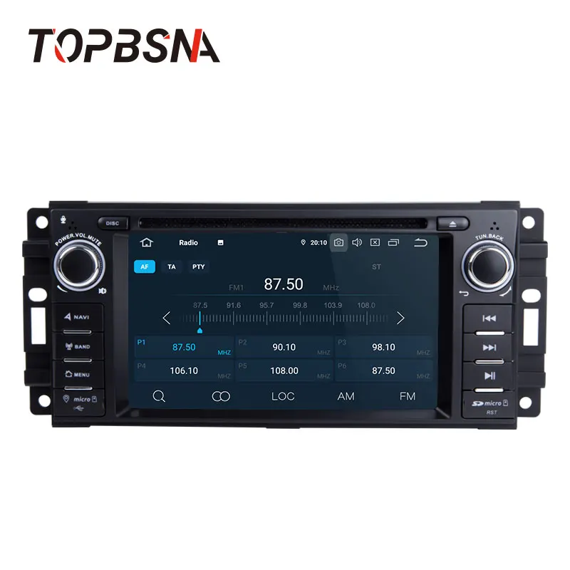 Perfect TOPBSNA Car DVD Player Android 9.0 For Jeep Wrangler Compass Grand Cherokee Commander Dodge WIFI 1 Din Car Radio Stereo headunit 2