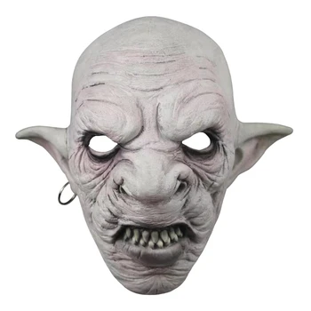 

Cool Goblins Mask with Earrings on the Ear Halloween Horror Mask Creepy Costume Party Cosplay Props Men Latex Scary Mask