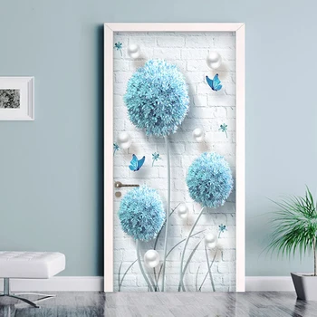 

Self Adhesive Home Decor Renew Dandelion 3d Door Stickers Canvas Print Art Waterproof Mural Wardrobe Renovation Decal Pictures