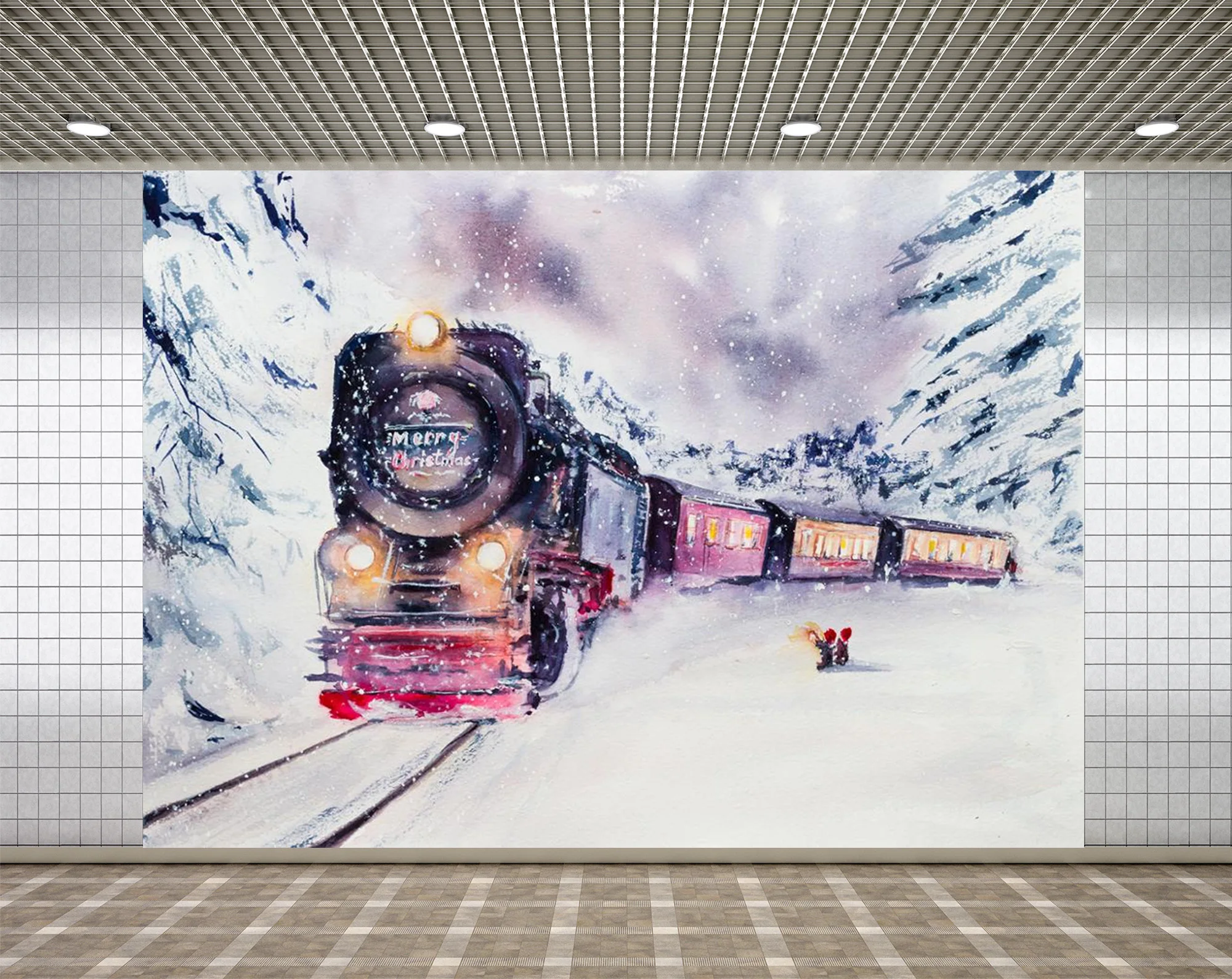 Lyavshi Счастливого Рождества фон для фотосъемки с изображением полярный Экспресс