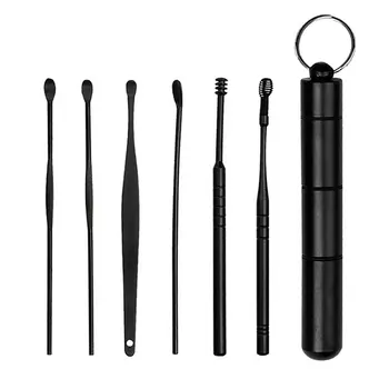 

6pcs set Stainless Steel Ear Pick Spoon Ear Pick Artifact Ear Pick Spoon Buckle Ear Cleaner Ear Picking Tool Set
