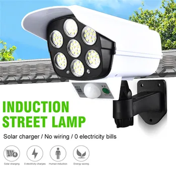 

77LED Solar Wall Light Simulation Monitoring Camera Solar Power Lights Spotlight Street Lamp Outdoor Garden Security Night Light