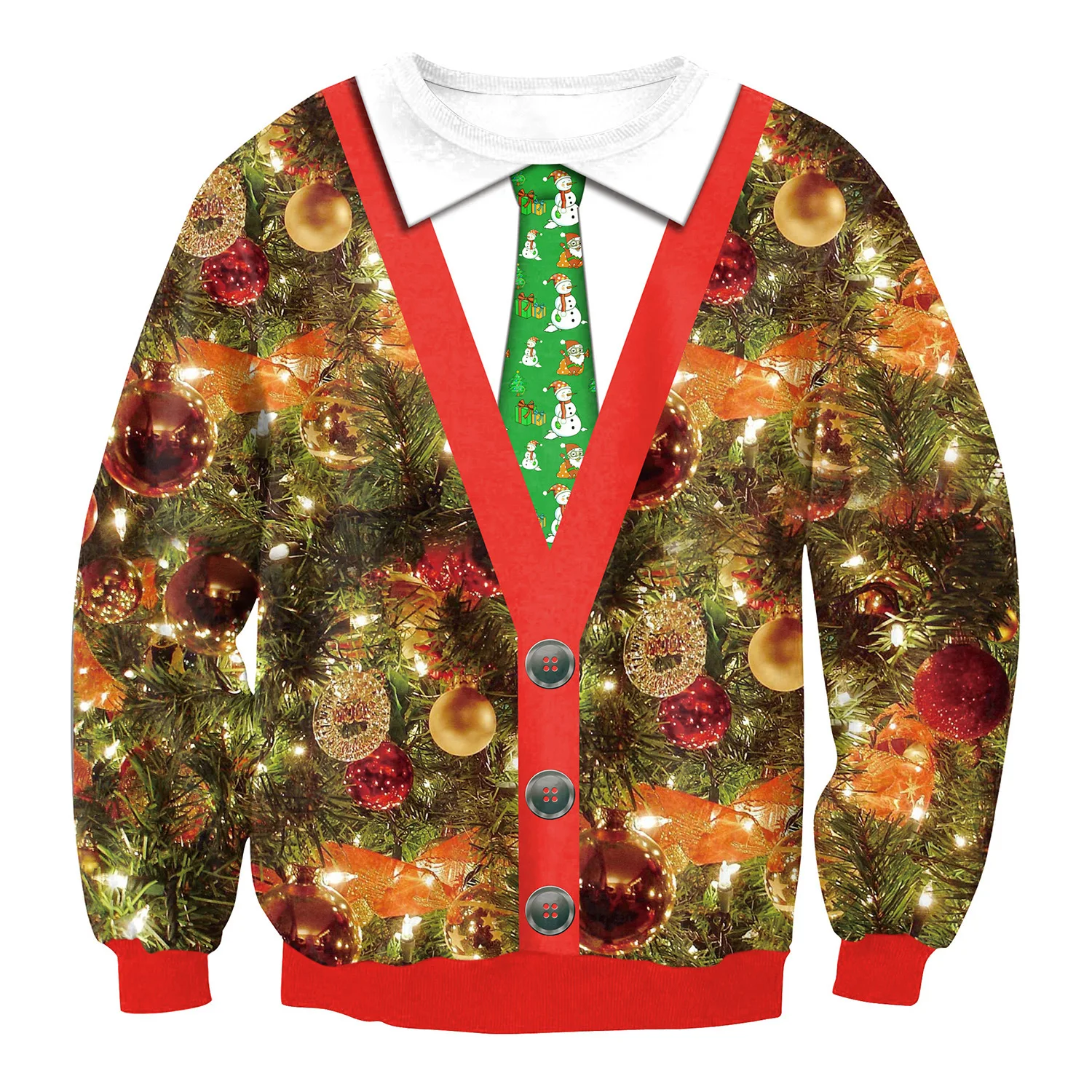 

2019 New Hot Christmas Sweatshirts Tie Printed Round Neck Digital Print Long-sleeved Female Sweatshirt