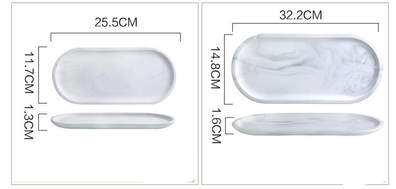 Chic Marble Ceramic Cosmetic Storage Dessert Bread Tray Dish Plate Plates Jewelry Ring Trays INS Luxury Decoration Gift 1PCS