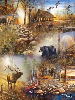 

Forest Animal deer Needlework Cross stitch sets 14CT Unprinted Embroidery kits Arts Cross-Stitching,DIY Handmade home Decor