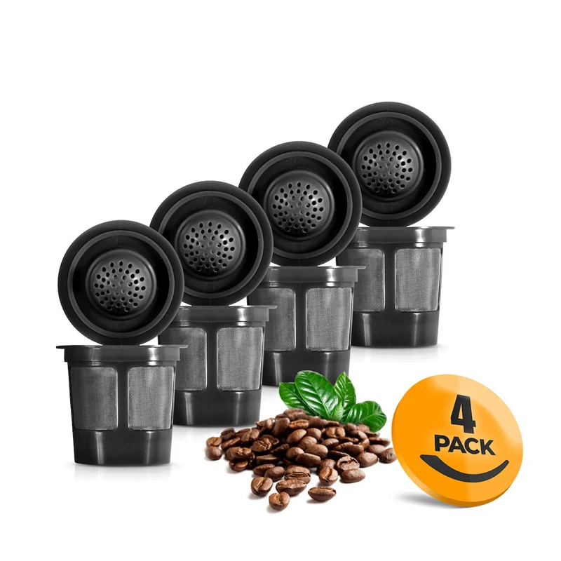 

LMETJMA 4 Pcs Reusable K Cups for Keurig 1.0 Brewers Universal Refillable Stainless Mesh Coffee Filter KCups Coffee Tools KC0287