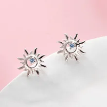 925 пробы серебряные серьги-гвоздики Подсолнух для Для женщин для отдыха в ночном клубе, Свадебная вечеринка подарок женский pendientes mujer eh1265