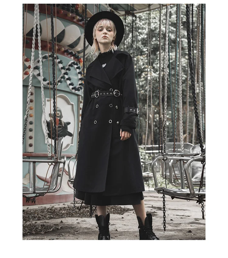PUNKRAVE темная ветровка Женская длинная панк свободная маленькая куртка модный кардиган пальто