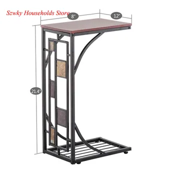 

Iron Side Table Coffee Table Home Living Room Storage Rack Brown