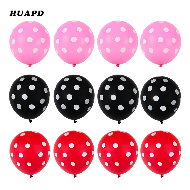 12pcs/lot 12" latex Balloons/ Mickey Themed Party Decors/ Black Yellow& Red Balloons/ Baby Shower First Birthday Decors